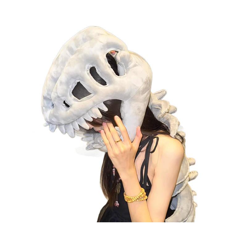Douyin Viral Luhan Style Dinosaur Skeleton Cosplay Costume with Mask and Plush Doll
