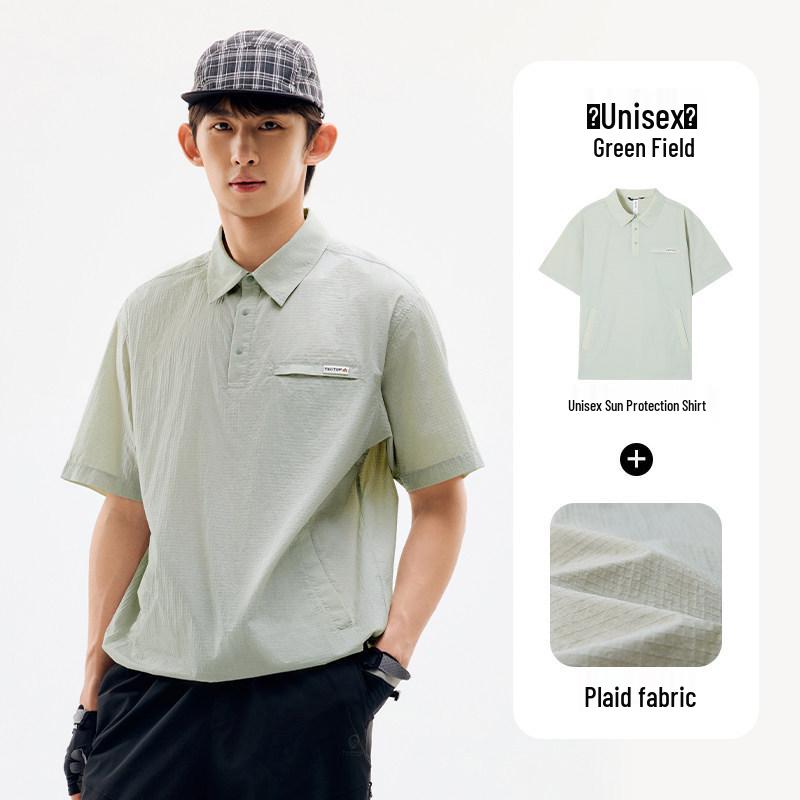 Tantuo Unisex Sun Protection Polo: Lightweight, Breathable Short-Sleeve Outdoor Sports Shirt M