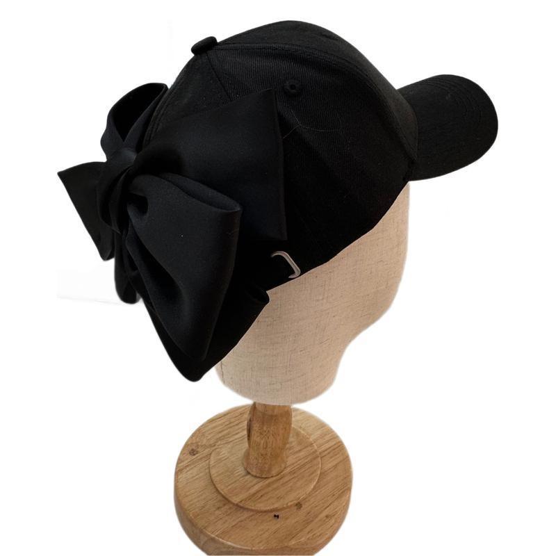 Hat female versatile bow sweet and cute big head circumference baseball cap showing face small casual cap