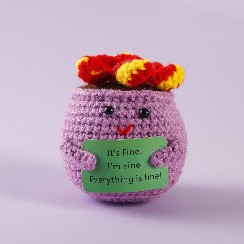 

Вязаная крючком вручную кукла-мусорный бак для эмоциональной поддержки с позитивной карточкой, забавные вязаные мусорные баки, настольные украшения, рождественский подарок