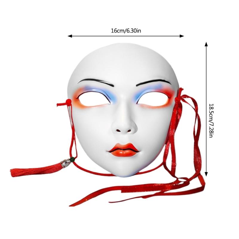 Hand Painted Mask Halloween Party Mask Full Face Mask Masquerade Mask for Women Cosplay Halloween Costume Accessories