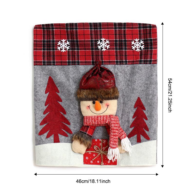 1pcs 3D Cartoon Santa Claus Christmas Chair Backrest Cover Set Fabric Dining Decor for Holiday Setup Household Supplies