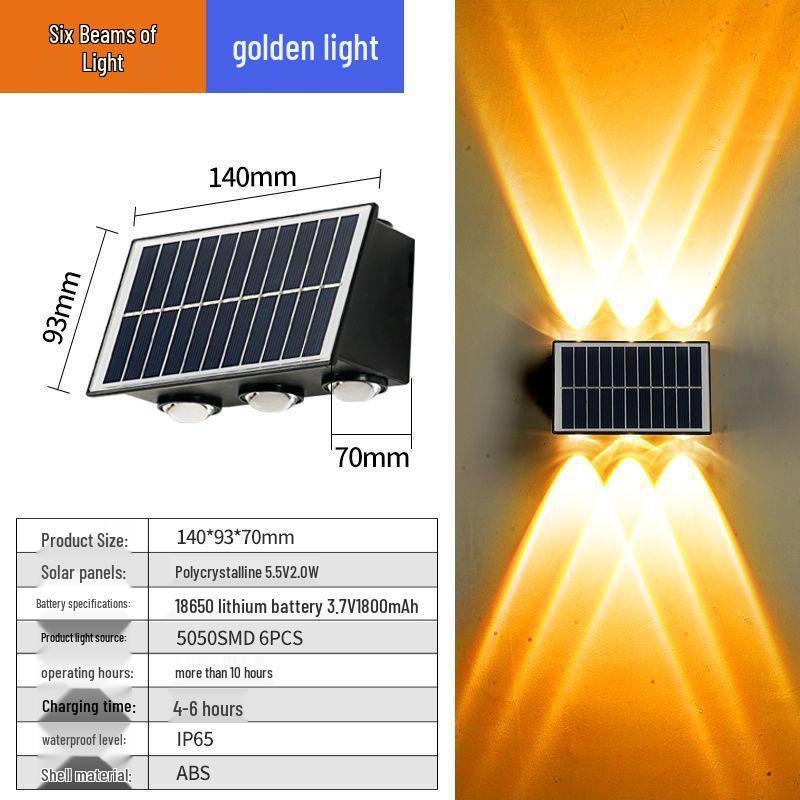 Wasserdichte Solar-Wandleuchte für Außenhof, Garten, Balkon und Terrasse