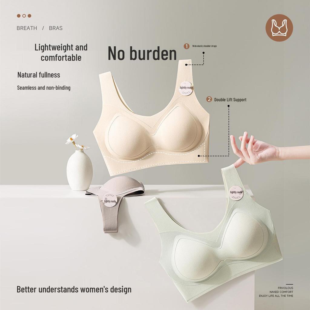 Seamless Lift Bra: Thin, Wide-Strap, Anti-Sagging Push-Up for Large Busts, Comfortable Wire-Free Support for Women