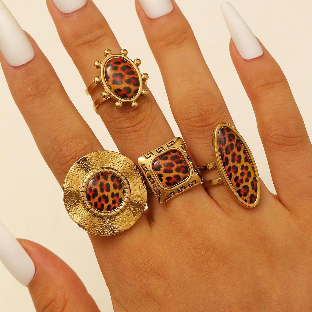 Vintage Turquoise Stainless Steel Open Finger Ring for Women