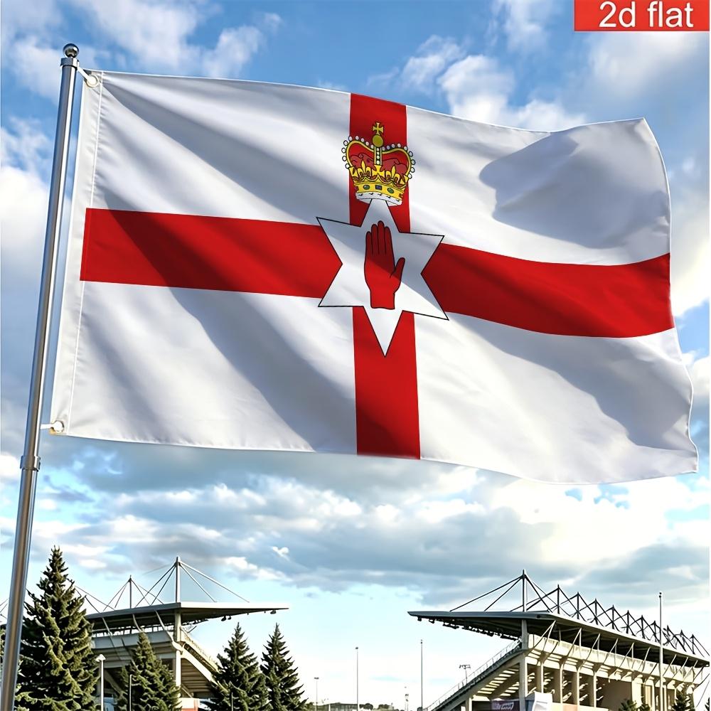 2D Flat, 1pc 2026 Football UK Red Field with White Cross, Red Hand, White Star, and Crown Flag, Single-Sided Printed Polyester Fiber Material, Multipl
