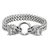 Bracciale Vikingo con Testa di Lupo in Acciaio Inossidabile con Catena a Maglia Franco Retro