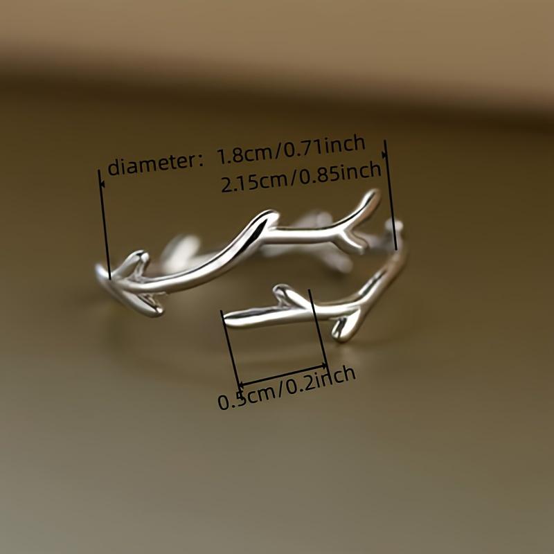 Women's Fashionable Personality Ring Simple Branch Antler Shaped Adjustable Ring for Daily Casual Wear Cute Birthday Christmas Gift