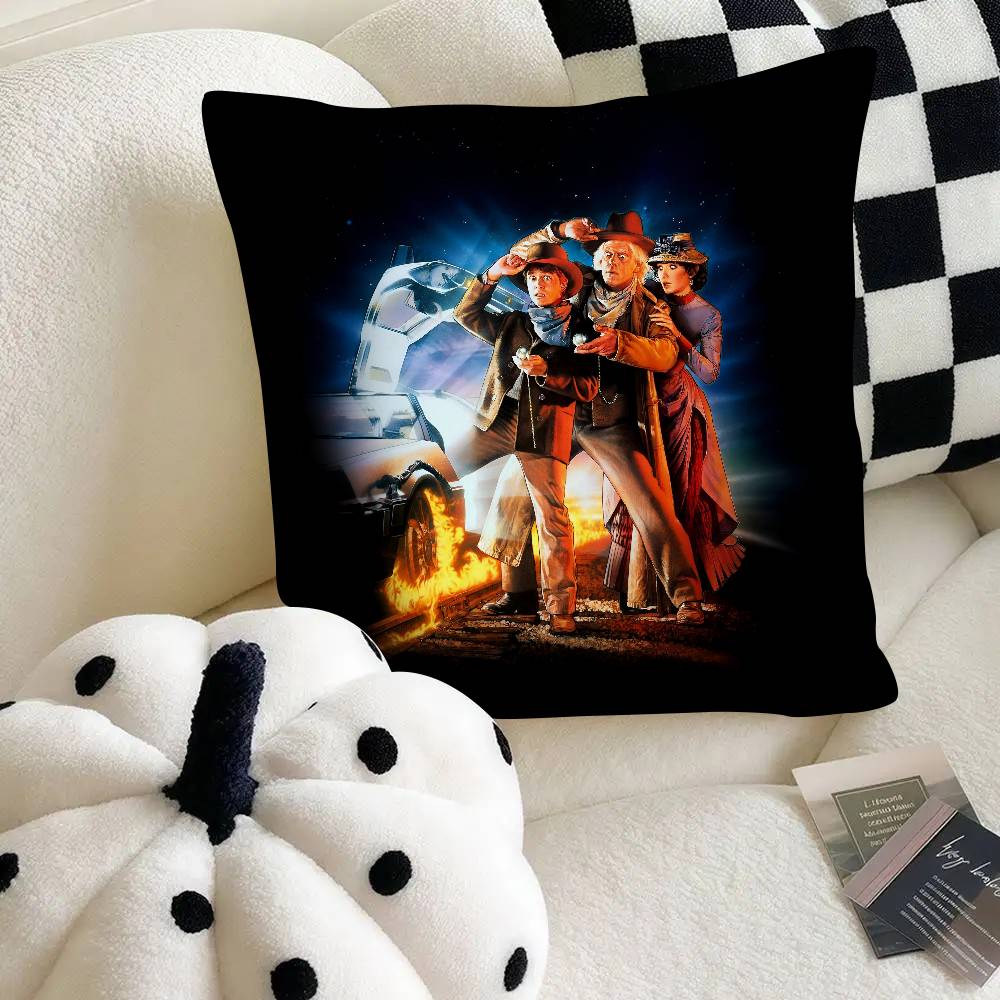 Cartoon Classic Movie B-Back To The F-Future Pillow Case Fashion Square Pillowcase Bedroom Sofa Room Ins Decoration Leisure