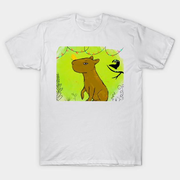 

Men Black Print T-shirt No Stress Capybara No-Cut Transfer Paper Print Cotton Tshirt L білий