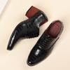 British 2025 fashion casual leather shoes fashion outer height increase 5cm men's plaid high heel thick heel wedding shoes 6cm