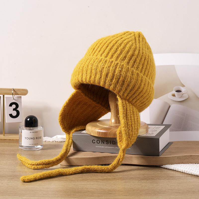 Hat Women's Wool Pullover Hat Students' Warm Ear Protection Knit Hat Korean Version Versatile Sweet Cute Fashion Lei Feng Hat