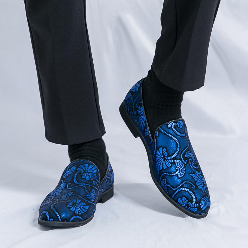 Fashion New Men's National Pattern Slip On Flats Shoes Designer Male Wedding Dress Homecoming Footwear Zapatos Hombre