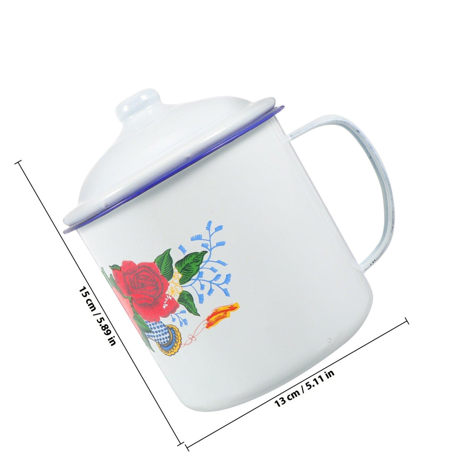 

1Pcs Smooth Enamel Water Cup Vintage Chinese Retro Style Creative Iron Mug Easy Clean Heat Resistant for Coffee Tea Juice other белый