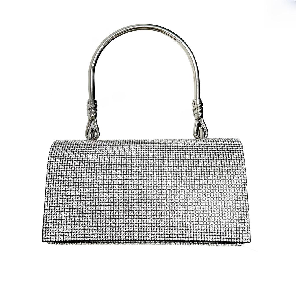 2023 European & American Luxury Shining Diamond Knotted Evening Wrist Handbag