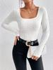 2026 Autumn Slim Square Neck Long-Sleeve Women's T-shirt - European & American Style