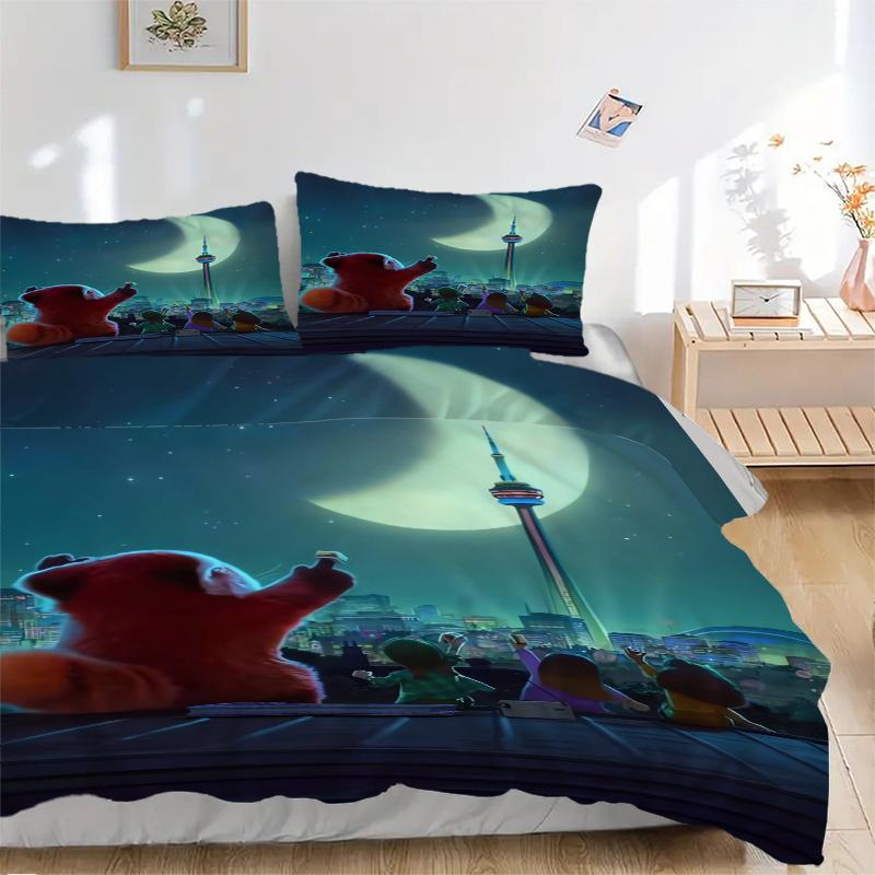 

3pcs Turning Red Red Panda and Friends Print Cover Set Ultra Soft, Breathable, and Comfortable Bedding with Stylish Design for Bedroom and G 135x200cm