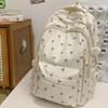 Multi-compartment Bow Pattern School Bag Multi-pocket Rucksack Floral Print Backpack  Travel