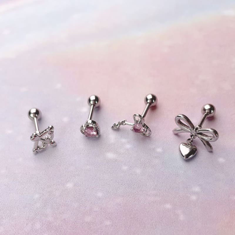 VVV [SET] Cupid Ribbon Heart Piercing