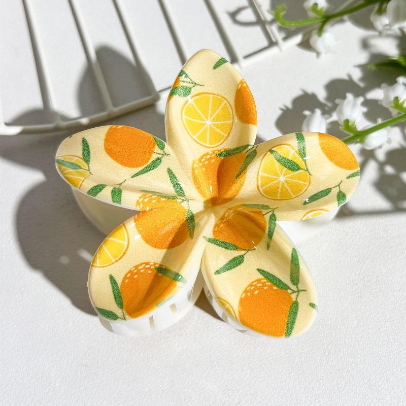 Printed Clips, Egg Flower Fresh and Light Hair Clips Back of The Head Updo Shark Clips