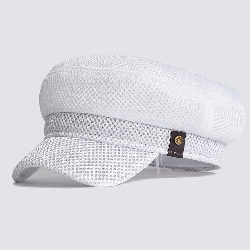 

Summer Mesh Military Caps Men Breathable Casual Berets Cadet Army Cap Unique Design Vintage Flat Top Hat 58 cm