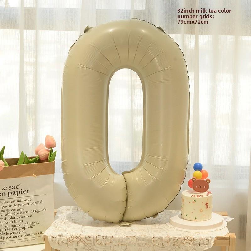 New 32-inch Caramel Cream-colored Aluminum Film Digital Balloon Children's Birthday and First Birthday Party Decoration