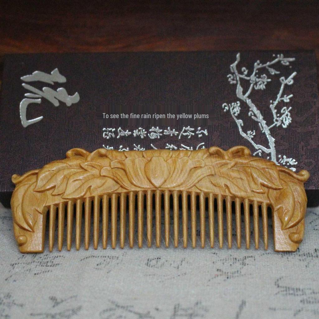 Ancient Style Sabina Wood Carved Comb Series - Floral Design, Perfect Valentine’s Gift