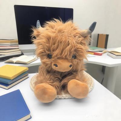 Hochlandrind Plüschtier Niedliche Yak Puppe mit langem, flauschigem Haar Weiches Stofftier Geschenk für Kinder Erwachsene Kuhliebhaber