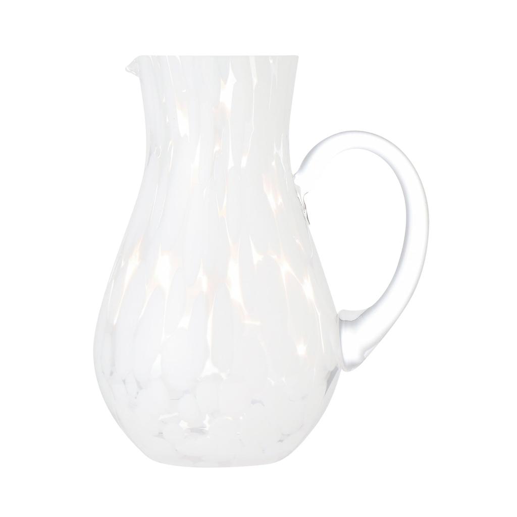 Francfranc Dot Pattern Glass Carafe, White, 1100ml, Suitable for Cold Water, Pitcher, and Water Carafe