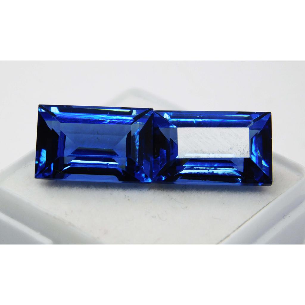 Sri Lankan 21Ct Natural Blue Sapphire Baguette Cut Loose Gemstone PAIR