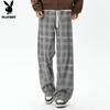 Playboy Men's Plaid Straight-Leg Drawstring Sweatpants