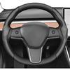 Mewant Custom-Fit Steering Wheel Cover for Tesla, Telsa Model 3 / Y Carbon Fiber Segmented Steering Wheel Cover for Men/Women, Anti-Slip,