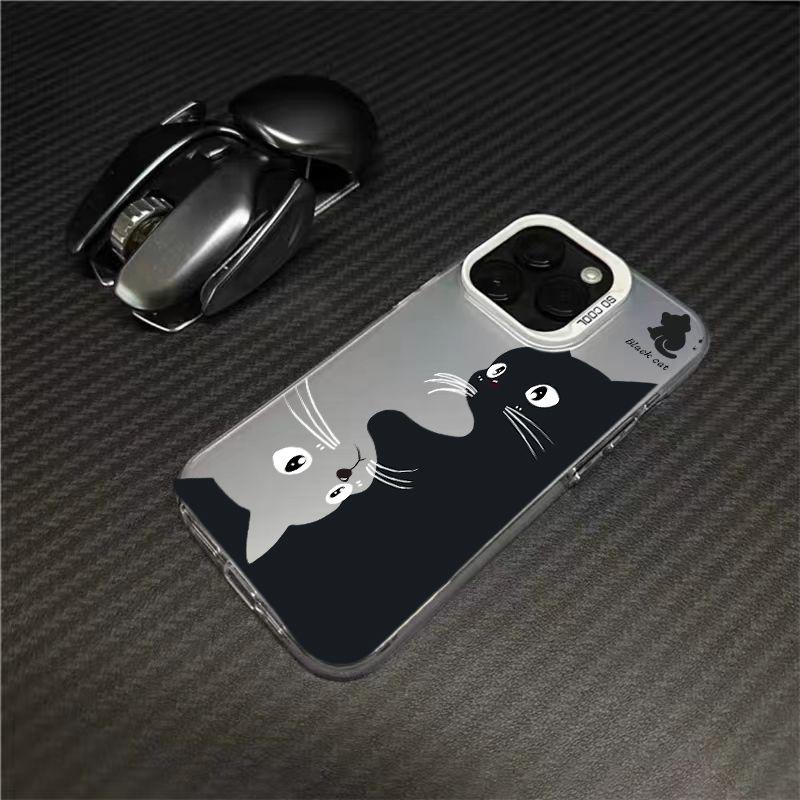Pink Cute Cat IMD Case For Samsung Galaxy S25 S23 S22 S26 Ultra S24 Plus S24 FE A17 A07 A56 A36 A55 A35 Plastic Laser Matte Coo