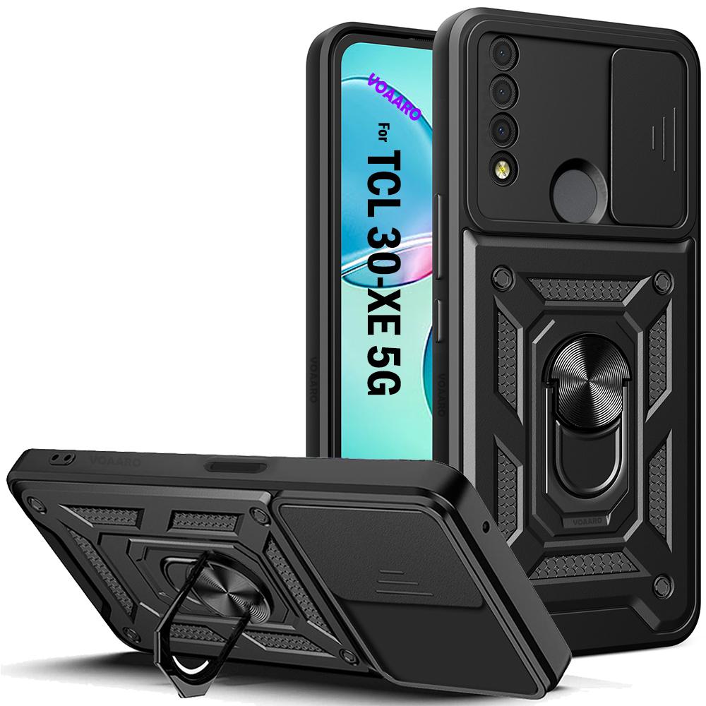 

Защитный чехол для телефона со скользящим объективом для TCL 30 SE 30 XE Armor Ударопрочный держатель подставки с магнитным кольцом для задней оболочки TCL 305 306