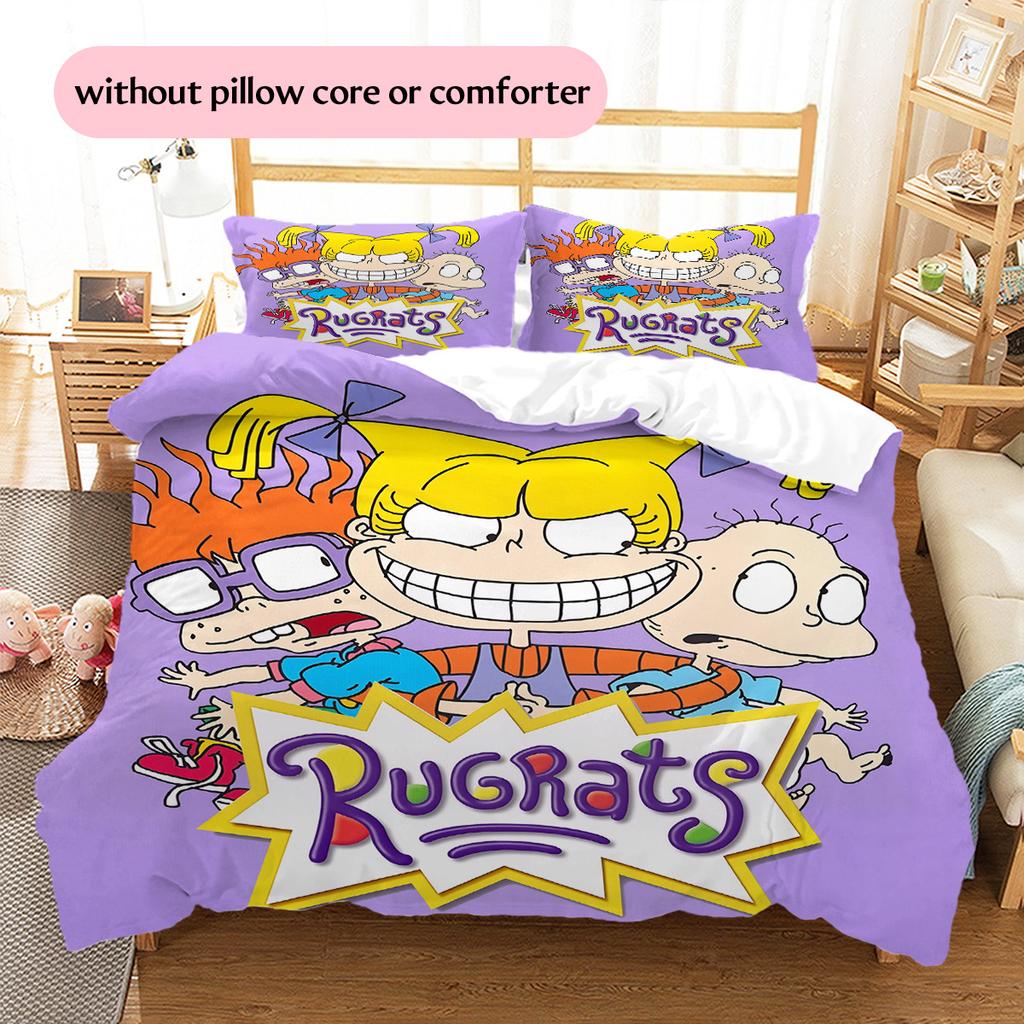Rugrats  Pattern Bedding Quilt Set  Home Decoration  Gift (1 * Duvet Cover + 2 * Pillowcase  Without Core)