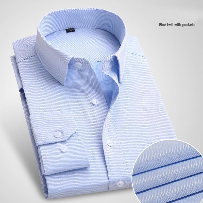 Men's Plus Size Slim Fit Long Sleeve White Shirt - Business Casual Autumn Wear