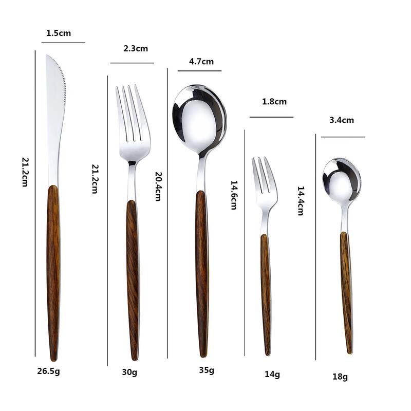 Ruhan 3-Pack Faux Wood Handle 5-Piece Steak Cutlery Sets