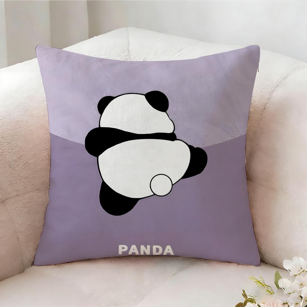 Lovely Panda Pillow Case Pillowcase, Double-Sided Printed, Sofa Cushion, Bedroom Headboard Pillow Peach skin 18*18(CM)-1Pcs