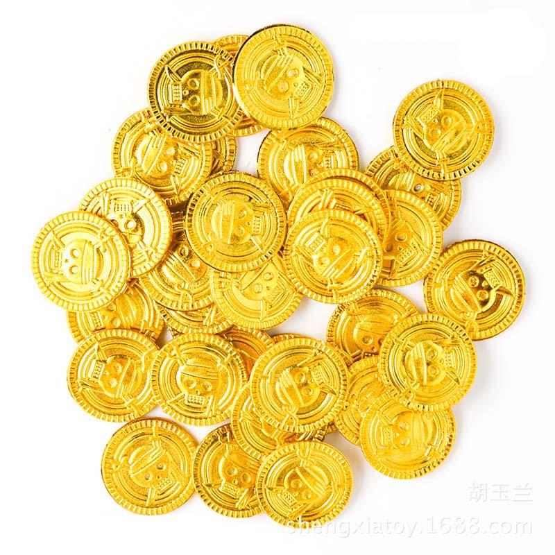 50/100 Pirate Gold Coins Halloween Plastic Fake Gold Ghost Room Escape Coins Children's Birthday Party Decoration Gold Coin Gift