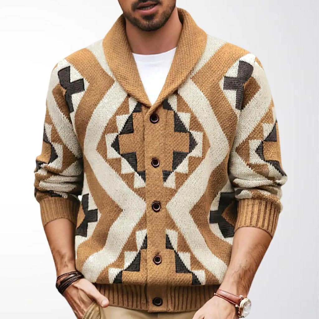 Men's Retro Jacquard Knit Cardigan Sweater - Autumn/Winter Collection SY0057