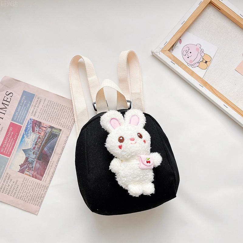 Adorable Children's Mini Backpack Soft Plush Rabbit Design Lightweight Shoulder Bag