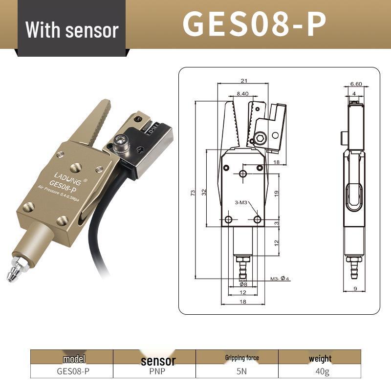 Mini Pneumatic Two-Finger Robotic Gripper Claw GE0812 Portable