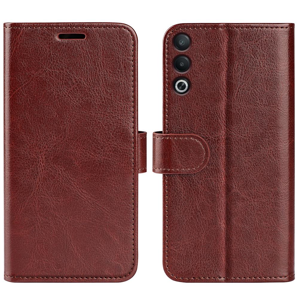 

For Oppo A3 Pro (Global) 5G/A3 Pro (India) 5G/K12x 5G (India)/A80 5G Case Crazy Horse Texture Leather Stand Wallet Phone Cover Brown