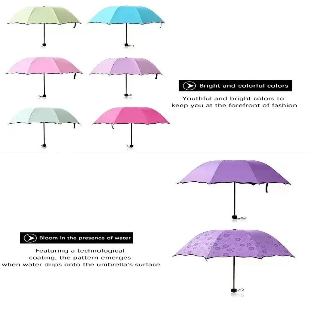 Портативный ручной складной зонт с красными листьями — фото 6