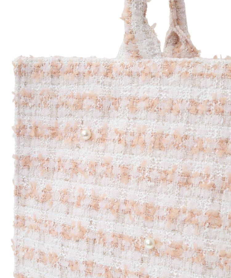 Maison de FLEUR Tweed Square Tote M Bag, Beige, 8A43F0J3300