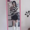 Unisex Punk Striped Gradient Ripped Knit Sweater