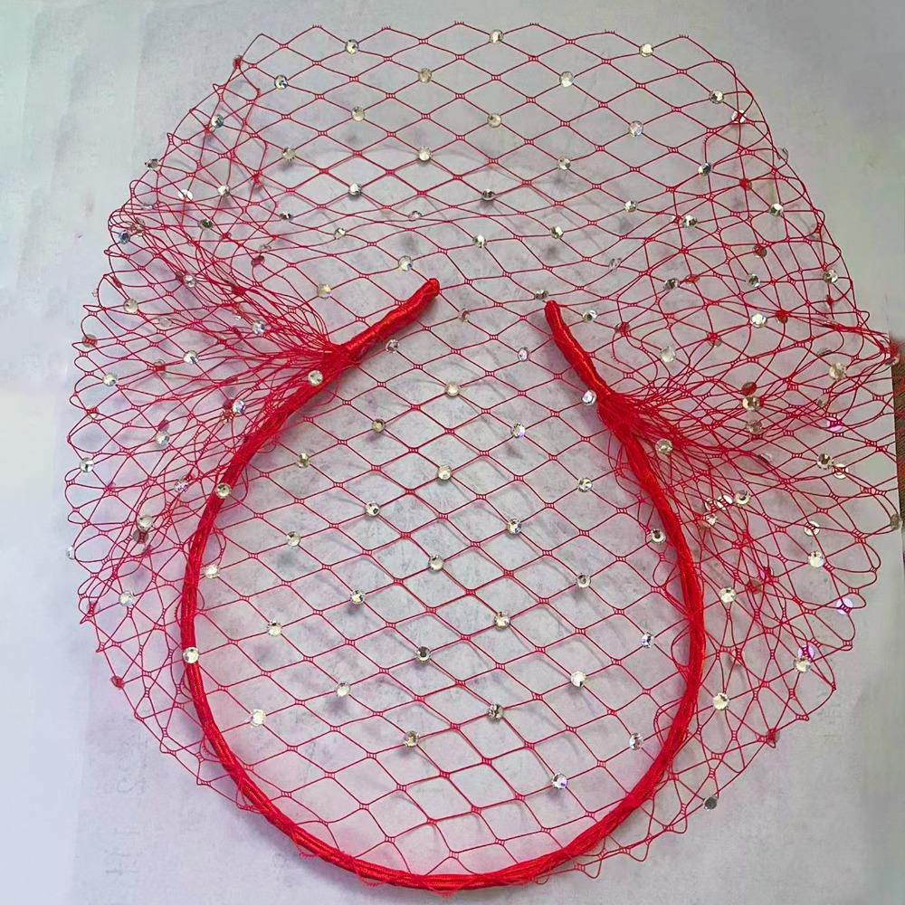 Elegant French Style Birdcage Veil Rhinestone Pearl Bridal Headwear Charm Shiny Bride Veils Women