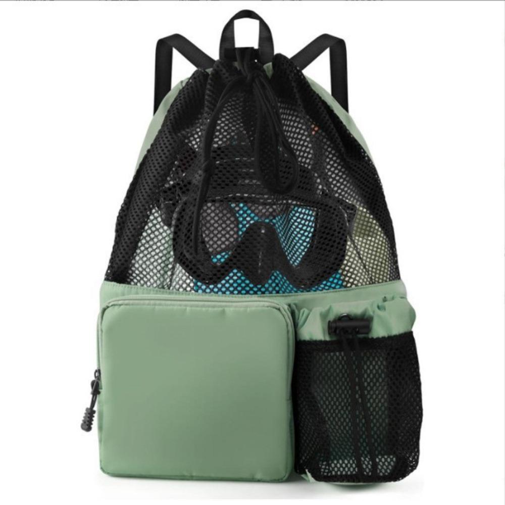 Nylon Drawstring Backpack with Wet Pocket Beach Backpack Durable Equipment Bag  Workout Gear