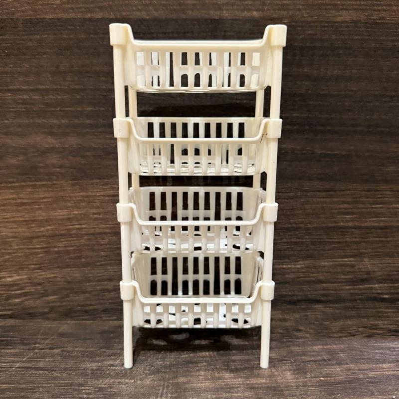 

Miniature Diy Plastic Storage Rack for Children s Home Toys Bathroom Kitchen Vegetables Fruits and Beverages 4pcs білий