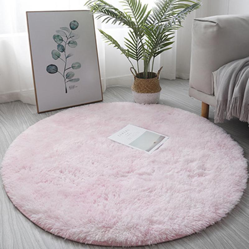 Silk Carpet Tie Dye Long Hair Thick Round Carpet